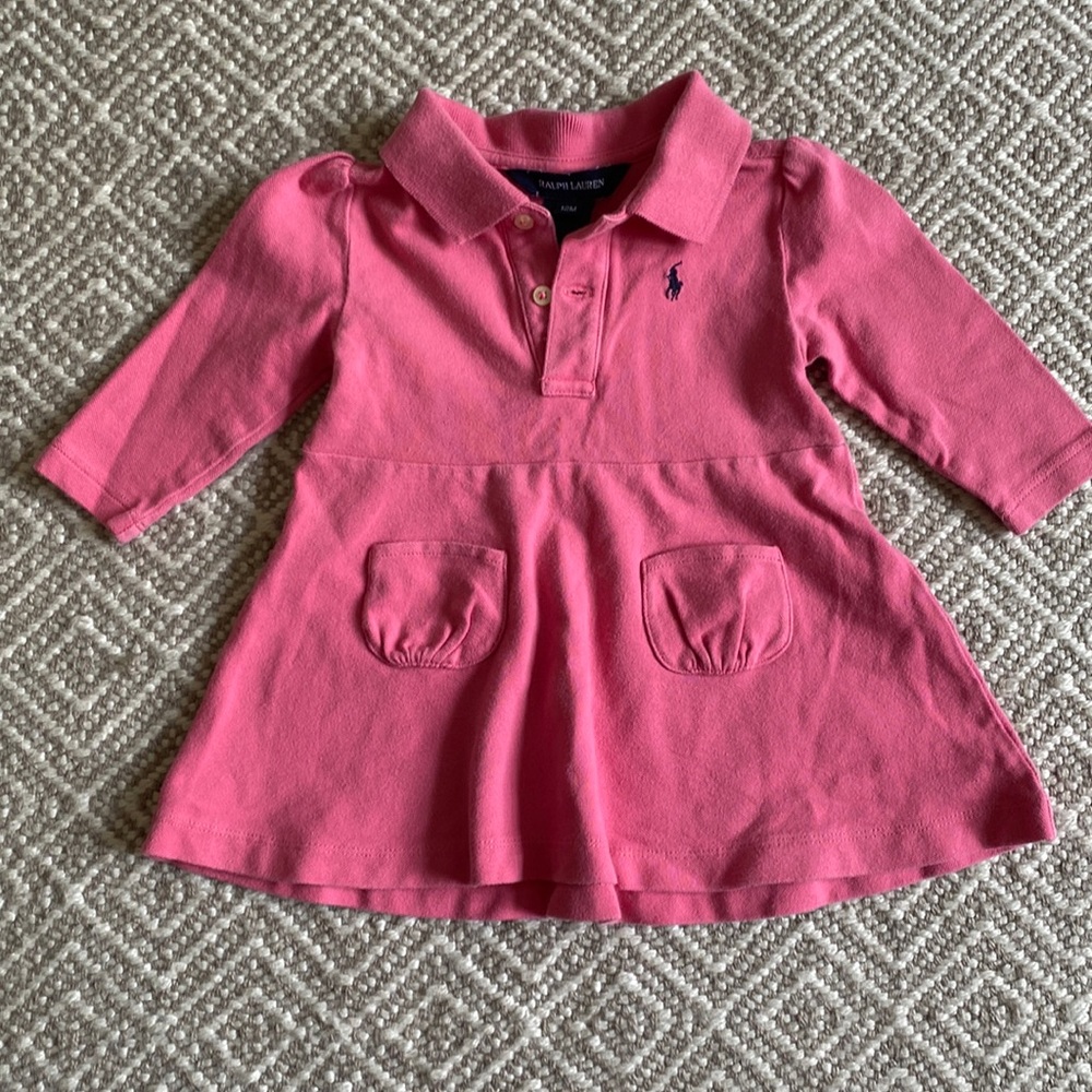 Ralph Lauren long sleeve pink polo dress with matching bloomers